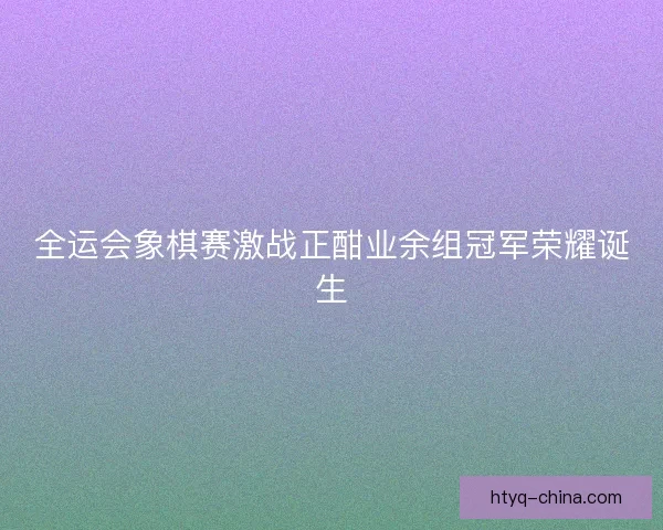 全运会象棋赛激战正酣业余组冠军荣耀诞生