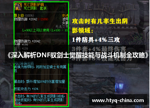 《深入解析DNF驭剑士觉醒技能与战斗机制全攻略》