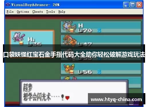口袋妖怪红宝石金手指代码大全助你轻松破解游戏玩法